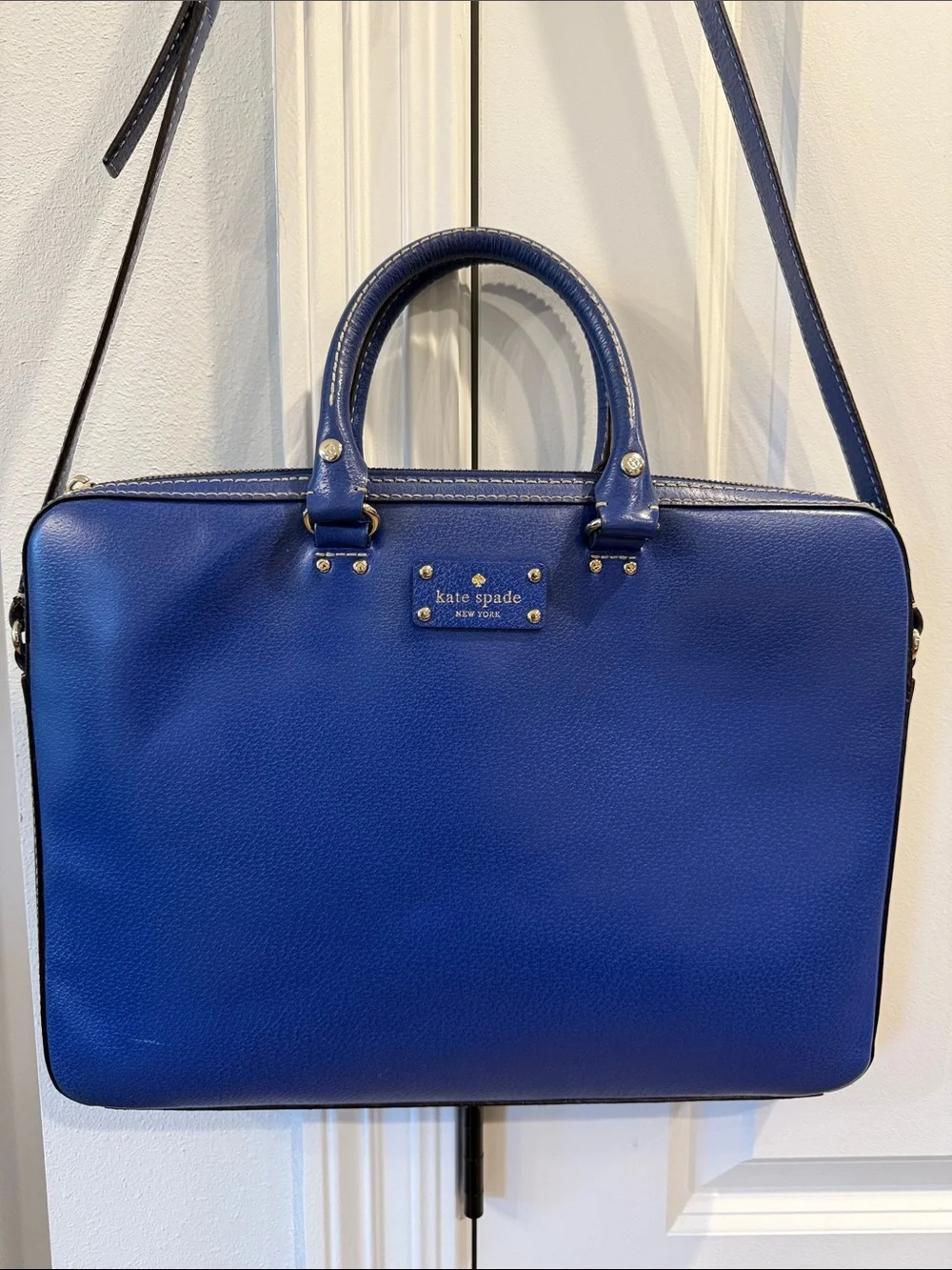 kate spade cobalt blue leather laptop bag, loved